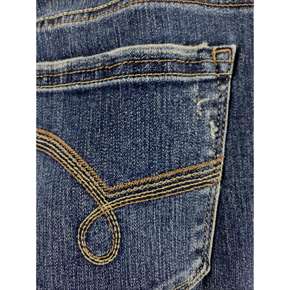 Lee Riders Jeans Womens Size 32" W Dark Wash Denim Distress Mid Rise‎ Straight - Picture 10 of 11